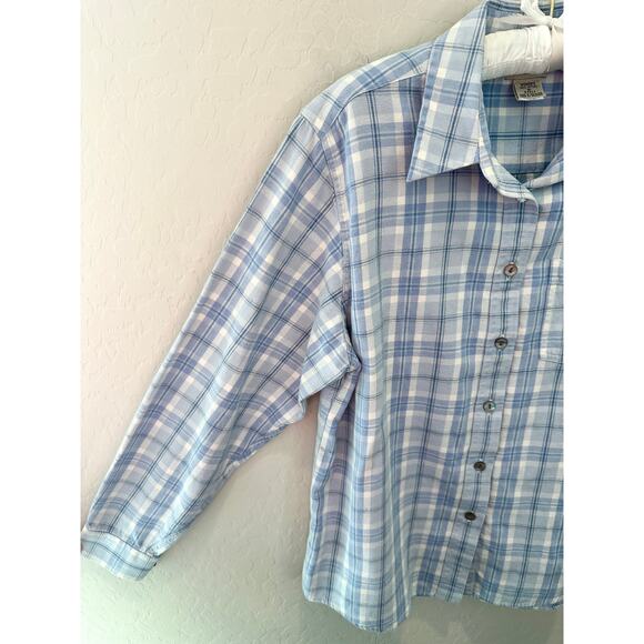 L.L.BEAN | Blue White Plaid Button Down Shirt 100% Cotton | Medium - Picture 3 of 7